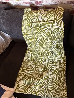 Perceptions Olive and White Abstract Zebra-Stripe Dress